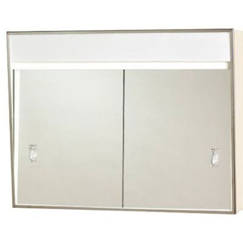 Lighted Stainless Steel Framed Medicine Cabinet with Sliding