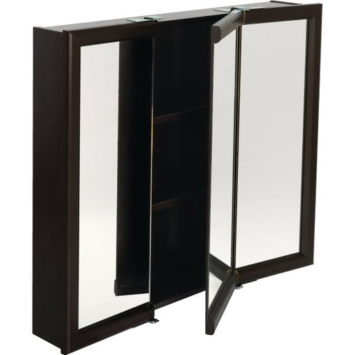 30 in Espresso Framed Tri-View Medicine Cabinet