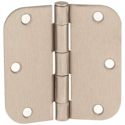 Hinge 5/8" Radius Corner, 3-1/2" Satin Nickel 2pc