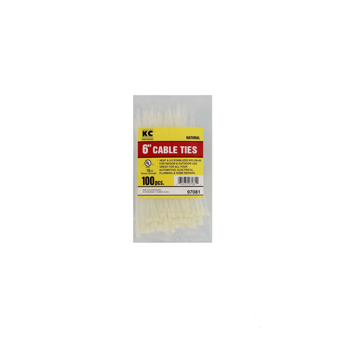 6" Cable Ties White 100pc
