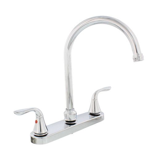 Two Handle Gooseneck Kitchen Faucet Chrome w/ Spray