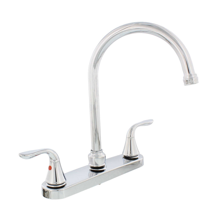 Two Handle Gooseneck Kitchen Faucet Chrome w/ Spray