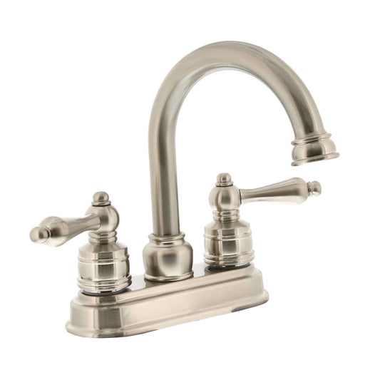 Two Handle High Spout Teapot Bath Faucet Satin Nickel