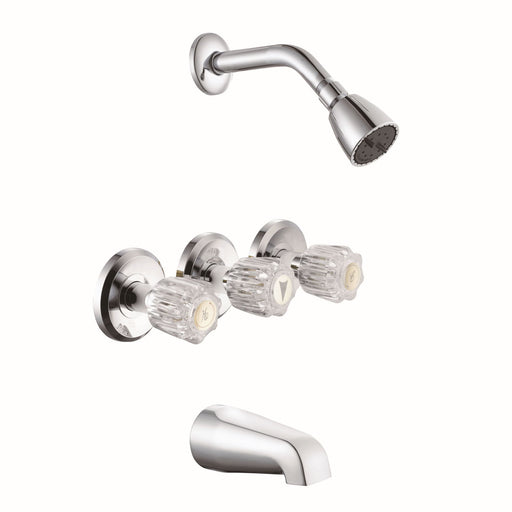 Three Handle Tub/Shower Faucet Chrome