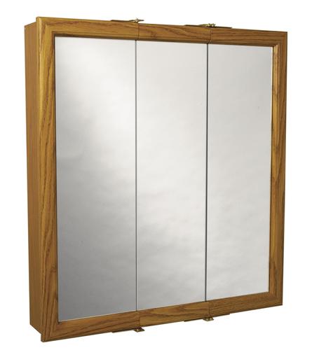 30 in Oak Framed Tri-View Medicine Cabinet