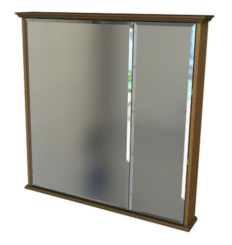 Oak Bi-View Medicine Cabinet with Decorative Pediment