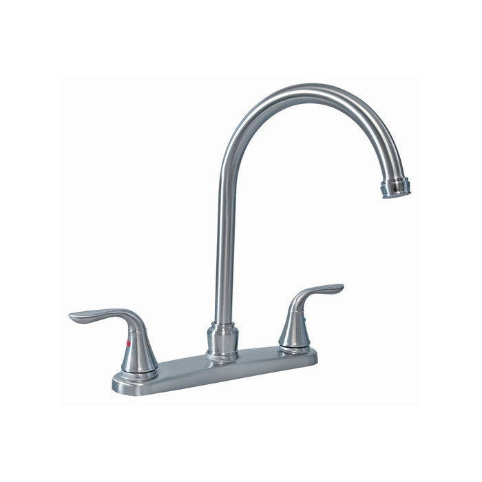 Two Handle Gooseneck Kitchen Faucet Satin Nickel w/ Spray