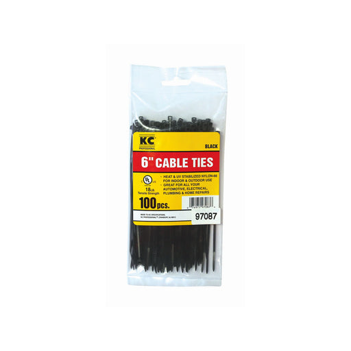 6" Cable Ties Black 100pc