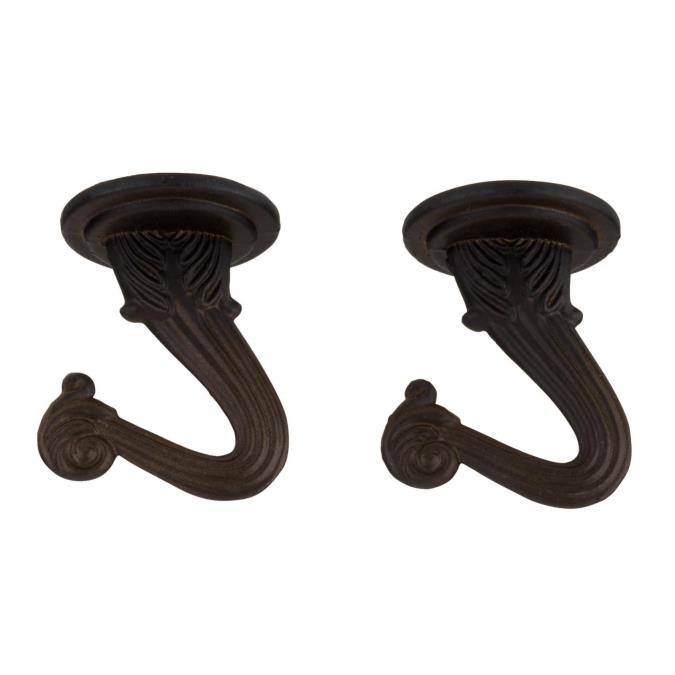 Two 1-1/2" Oil Rubbed Bronze Finish Swag Hooks