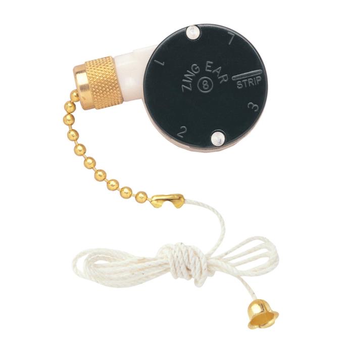 Three-Speed Fan Switch with Polished Brass Pull Chain