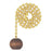 Walnut Wooden Ball Pull Chain, Polished Brass Finish, 12" Chain