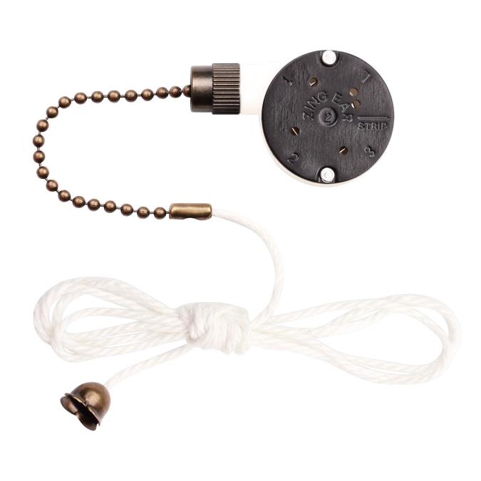 Three-Speed Fan Switch with Antique Brass Pull Chain