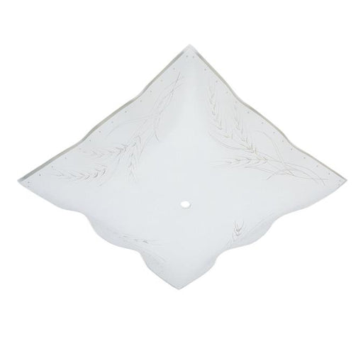 12-Inch Clear Wheat Design on White Ruffled Edge Glass Diffuser