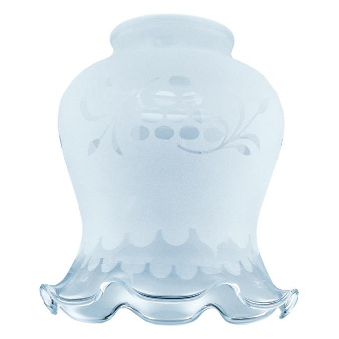 2-1/4-Inch Handblown Frosted Etched Grape Design Crimp Glass Shade