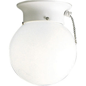 White Glass Globe Closet Light w/ Chain